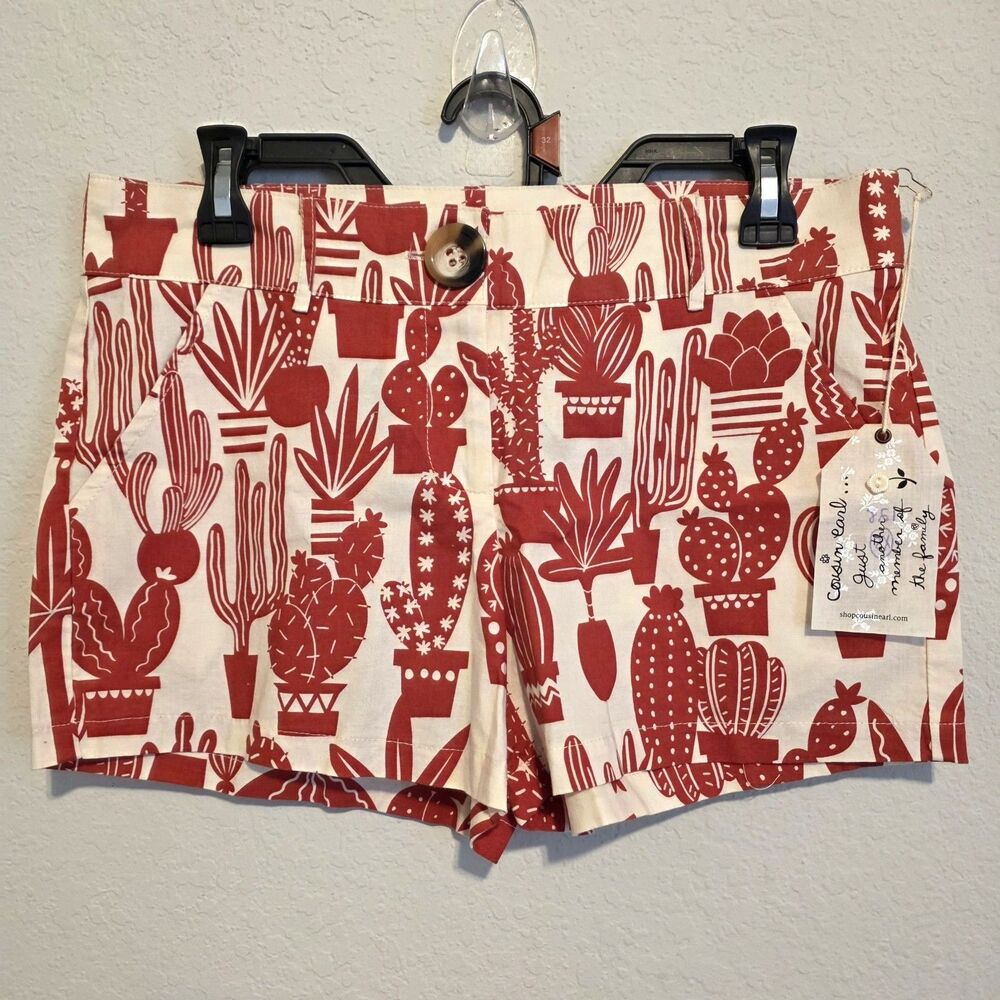 NWT Cousin Earl Cactus Print Shorts Southwest  Beach Vacation Women's  XS